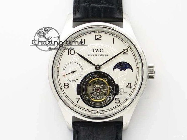 MIROTIME 0227 Sporty Portuguese Tourbillon IW504602 SS ZF Best Edition Blue Dial on Black Leather Strap 7175